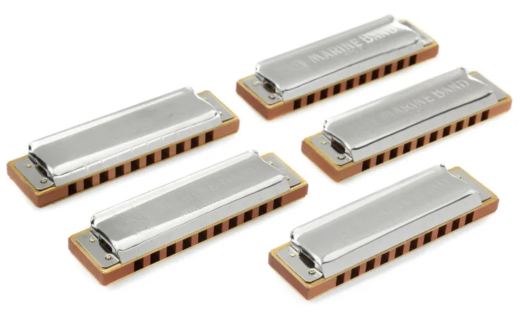 Hohner Marine Band 5-Pack Case of Harmonicas - Keys of G A D C E