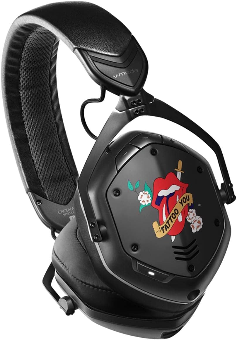 V-MODA Crossfade 2 Bluetooth (BT) Wireless Over-Ear Headphones - Rolling Stones Limited Edition Tattoo You Tongue- RSTONES-TATTOO