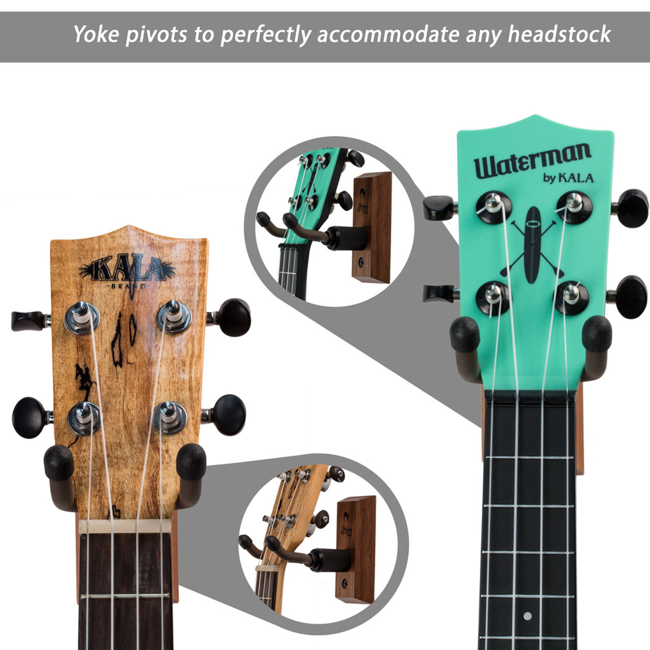 String Swing CC01UK Ukulele/Mandolin Wall Hanger - Black Walnut