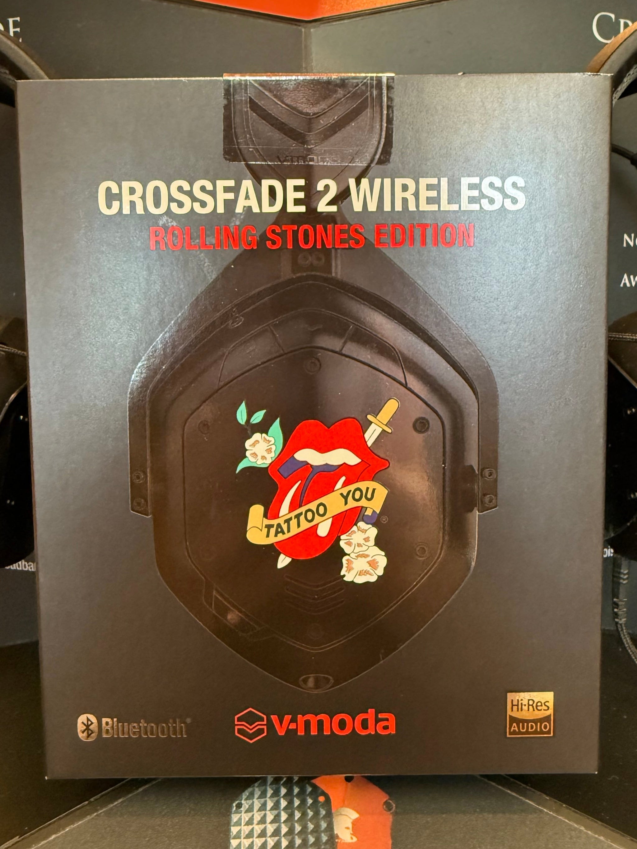 V-MODA Crossfade 2 Bluetooth (BT) Wireless Over-Ear Headphones - Rolling Stones Limited Edition Tattoo You Tongue- RSTONES-TATTOO