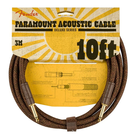 Fender Deluxe Series Paramount Acoustic Guitar Instrument Cable - 10' Brown Straight-Straight
