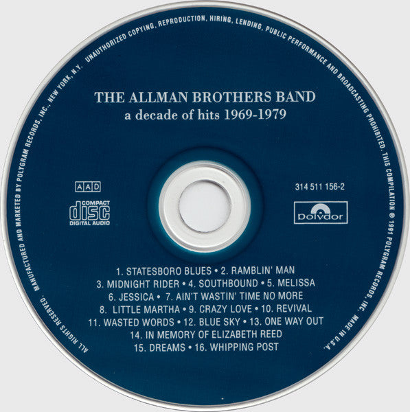 The Allman Brothers Band - A Decade of Hits 1969-1979 CD