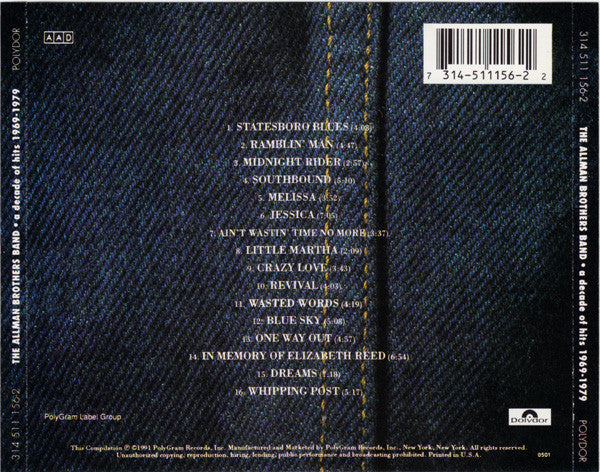 The Allman Brothers Band - A Decade of Hits 1969-1979 CD