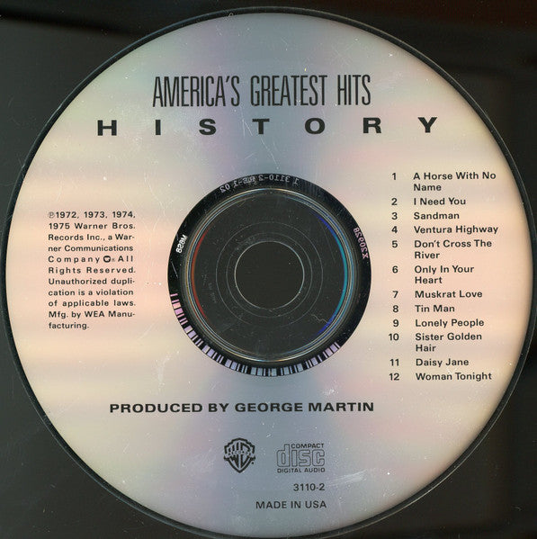 America - Greatest Hits (History) CD
