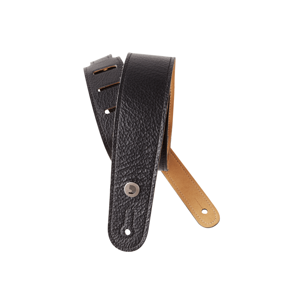 D'Addario Slim Garment Leather Guitar Strap - Black