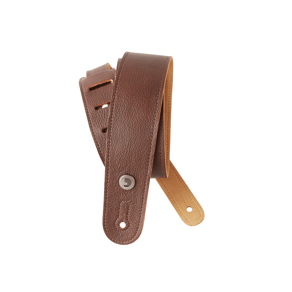 D'Addario Slim Garment Leather Guitar Strap - Brown