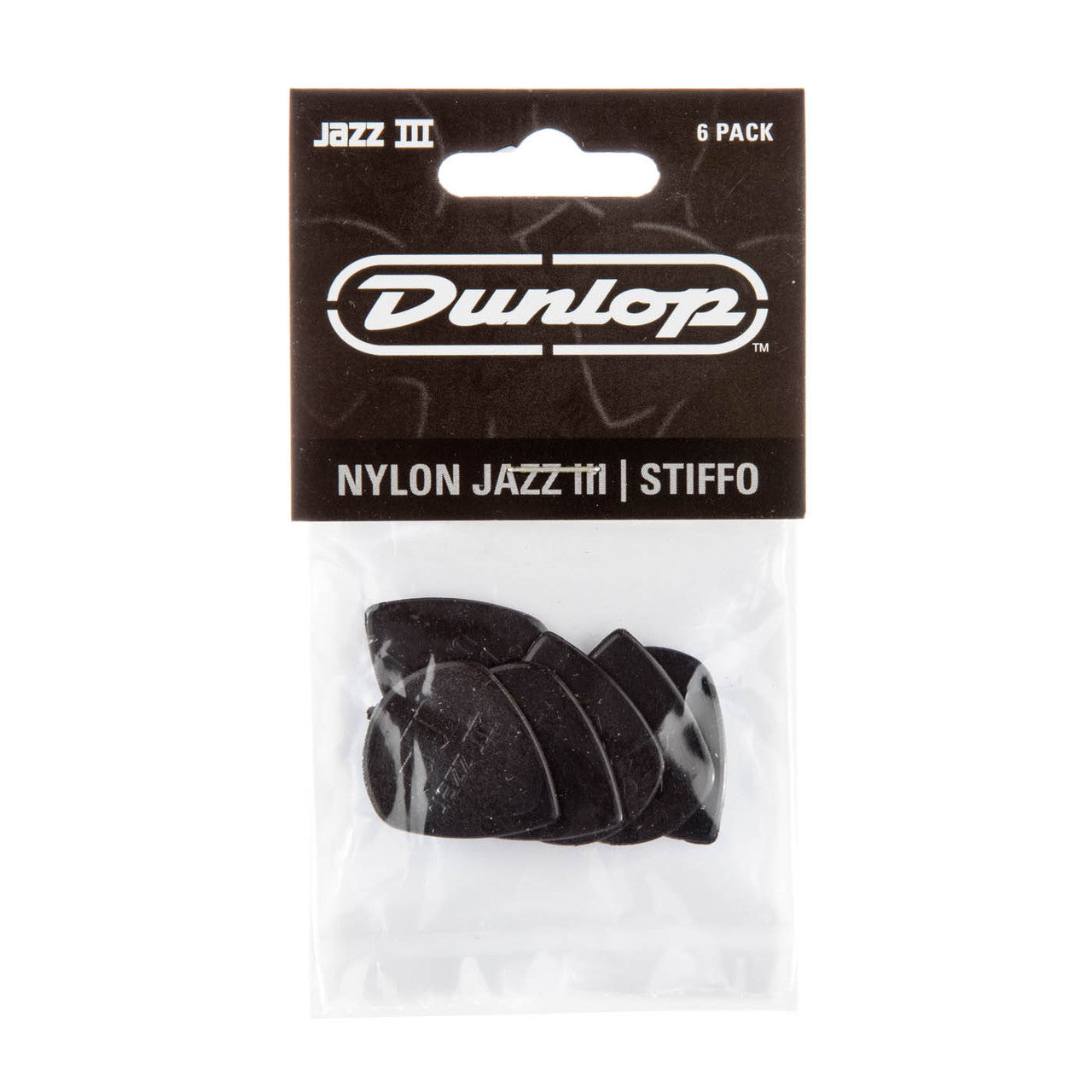 Dunlop Nylon Jazz III Stiffo Picks 6-Pack
