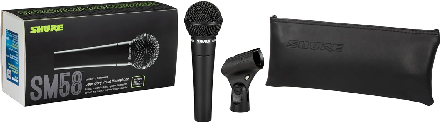 Shure SM58 Cardioid Dynamic Vocal Microphone - Limited Edition Black Mic