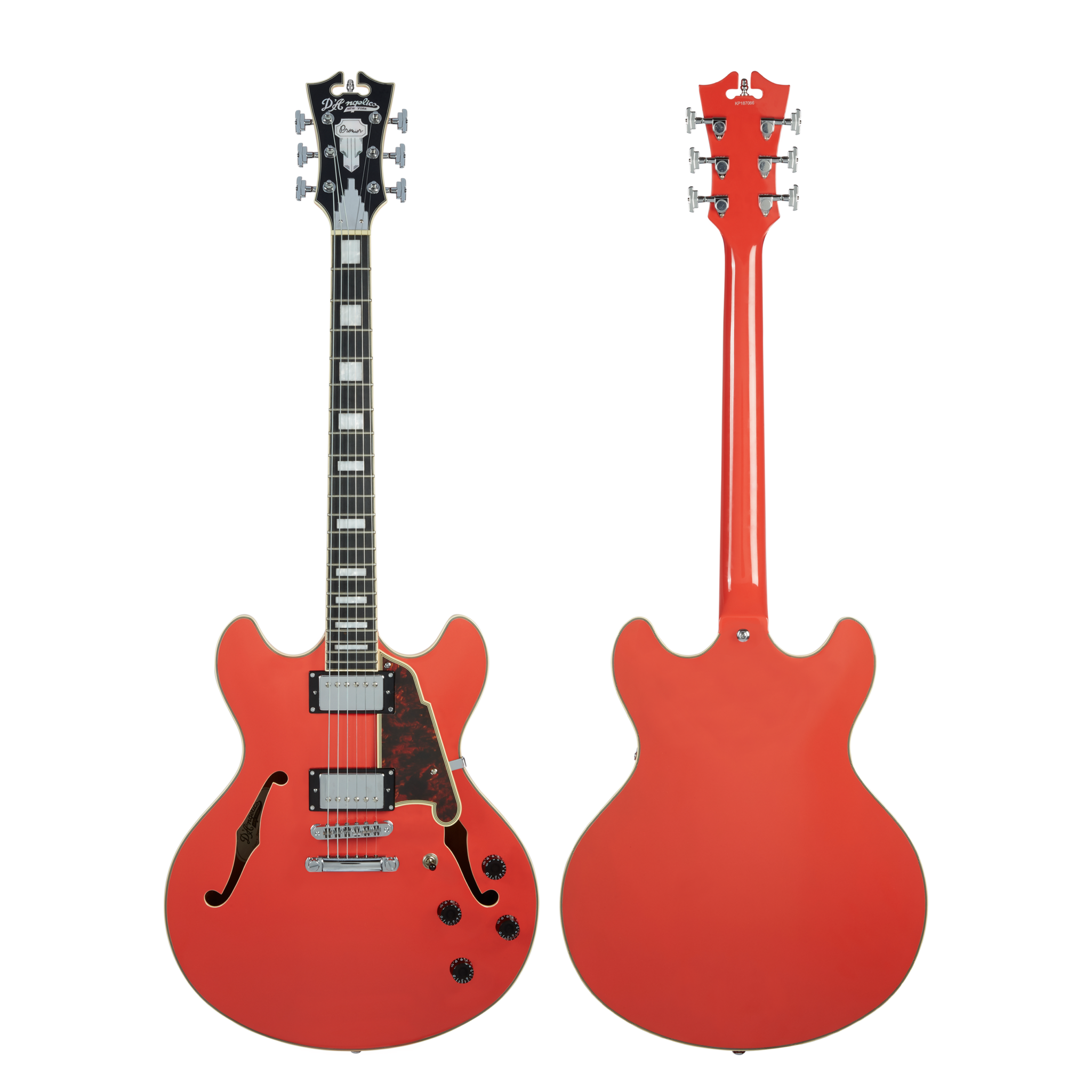 D'Angelico Premier DC Fiesta Red Electric Guitar Stop Tailpiece