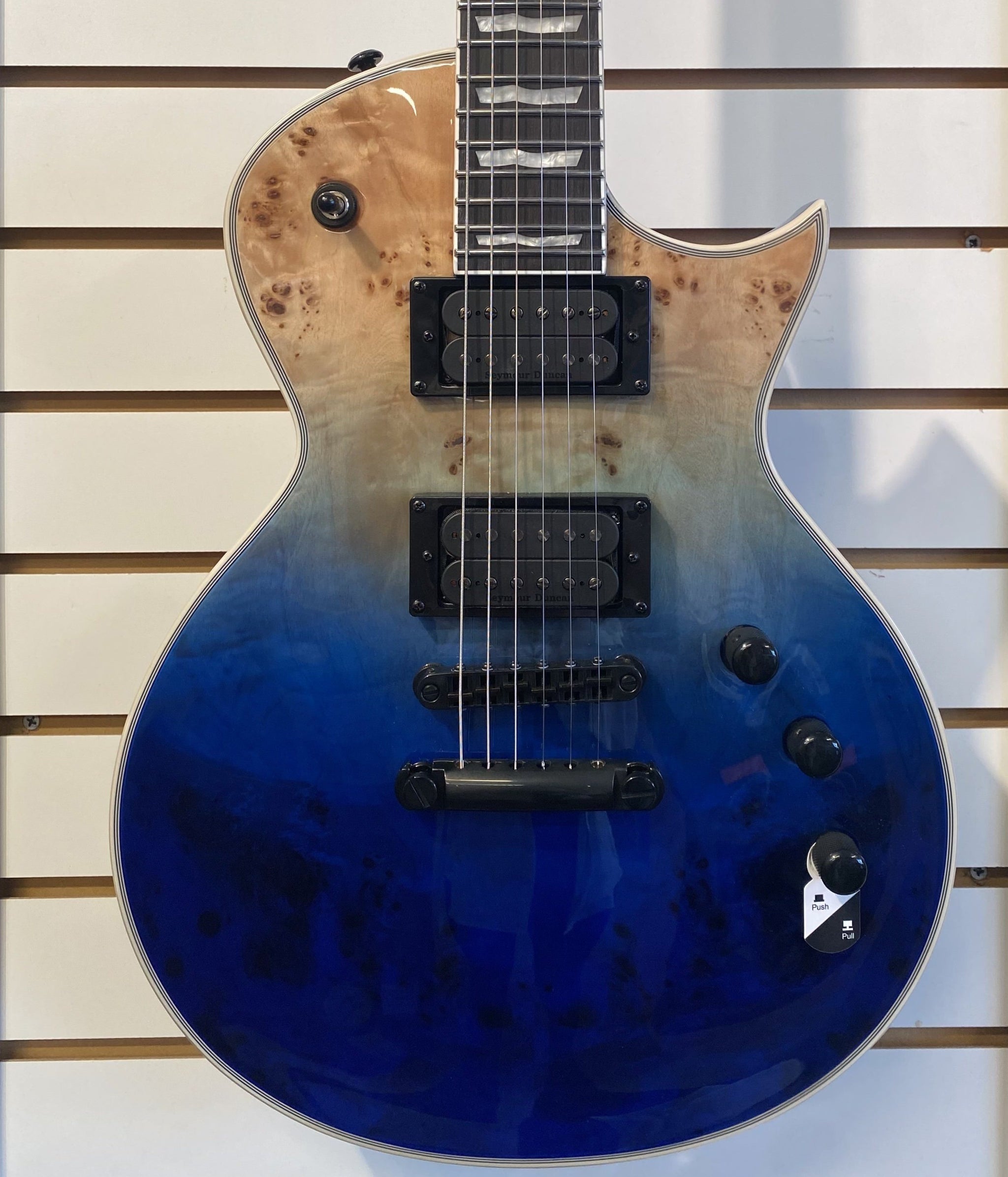 ESP/LTD EC-1000 Blue Natural Fade Burl Poplar Electric Guitar DEMO