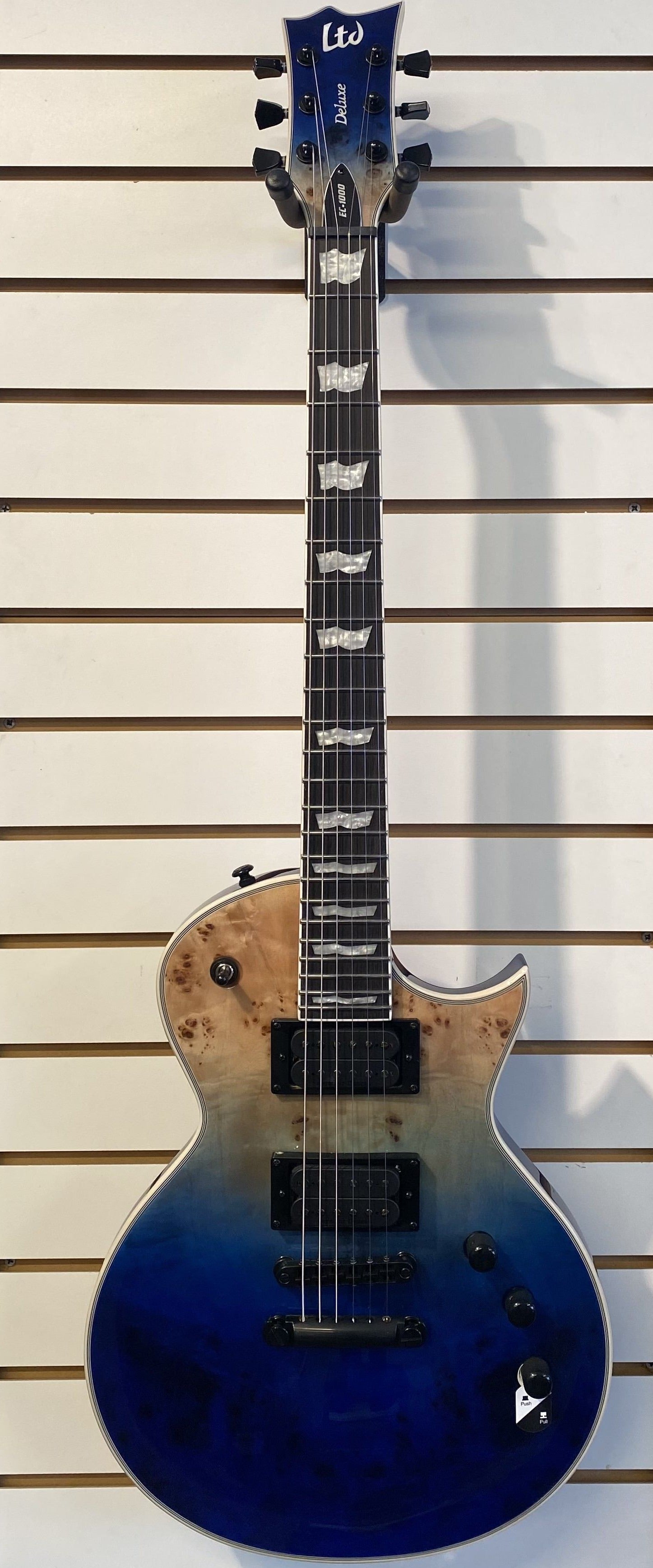 ESP/LTD EC-1000 Blue Natural Fade Burl Poplar Electric Guitar DEMO