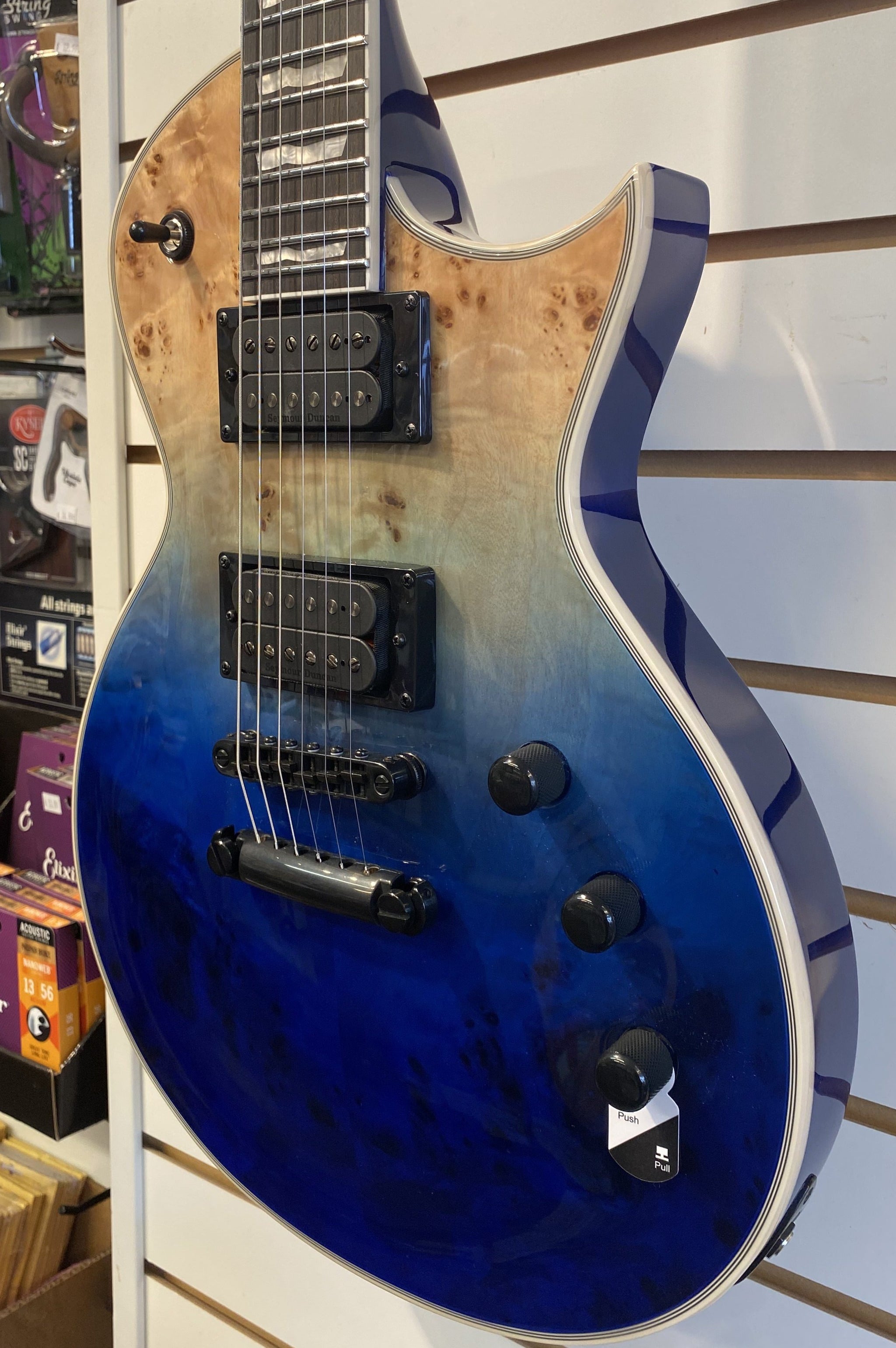 ESP/LTD EC-1000 Blue Natural Fade Burl Poplar Electric Guitar DEMO