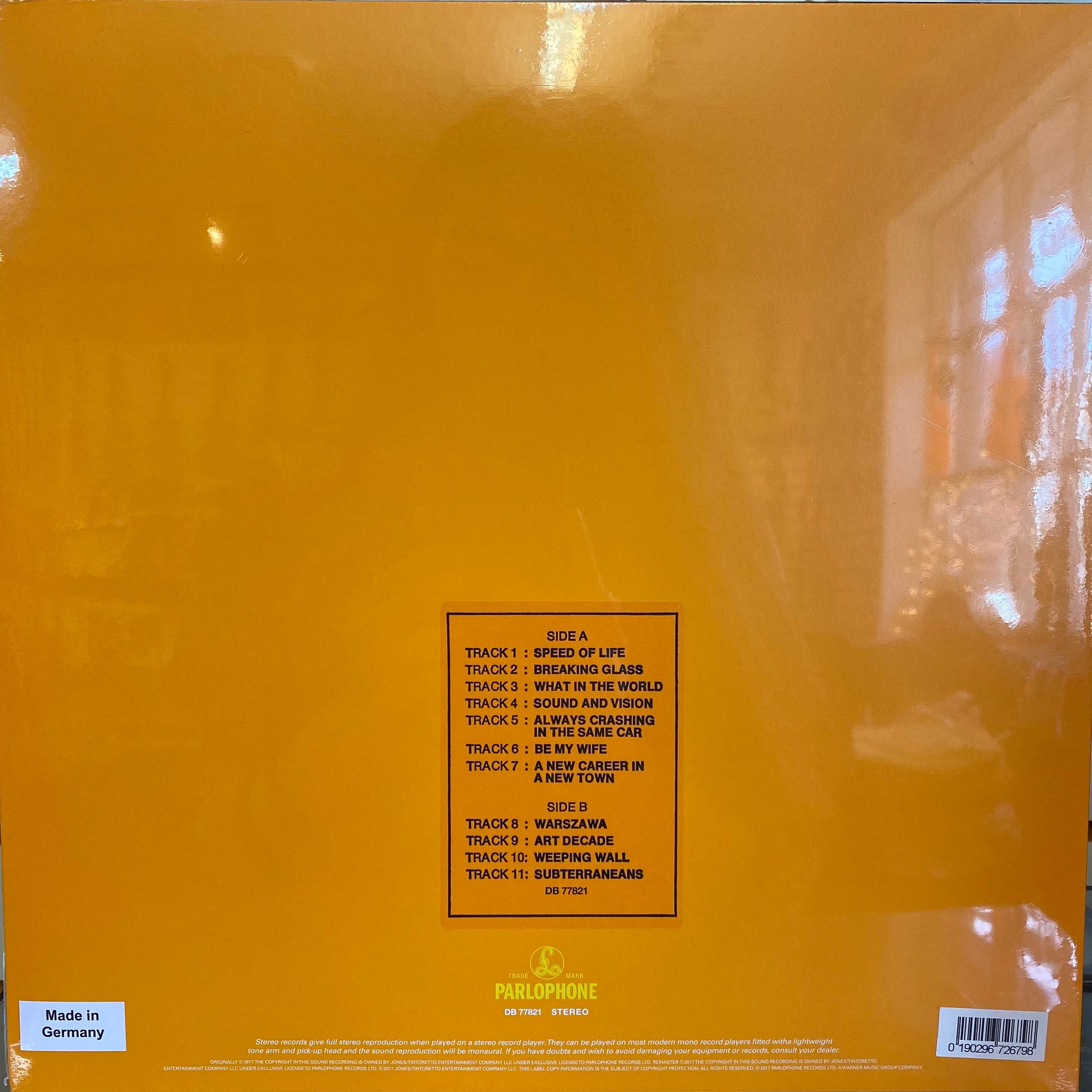 David Bowie - Low - 45th Anniversary Limited Edition Orange Colored Vinyl Record LP