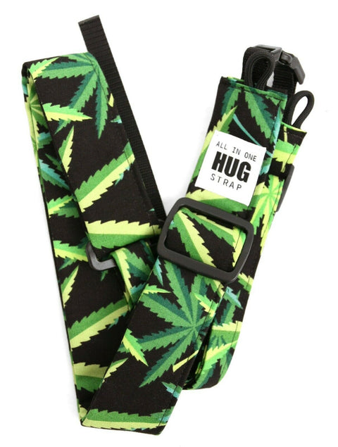 All-In-One Ukulele Hug Strap® - Marijuana Cannabis Pot Leaf Green Black