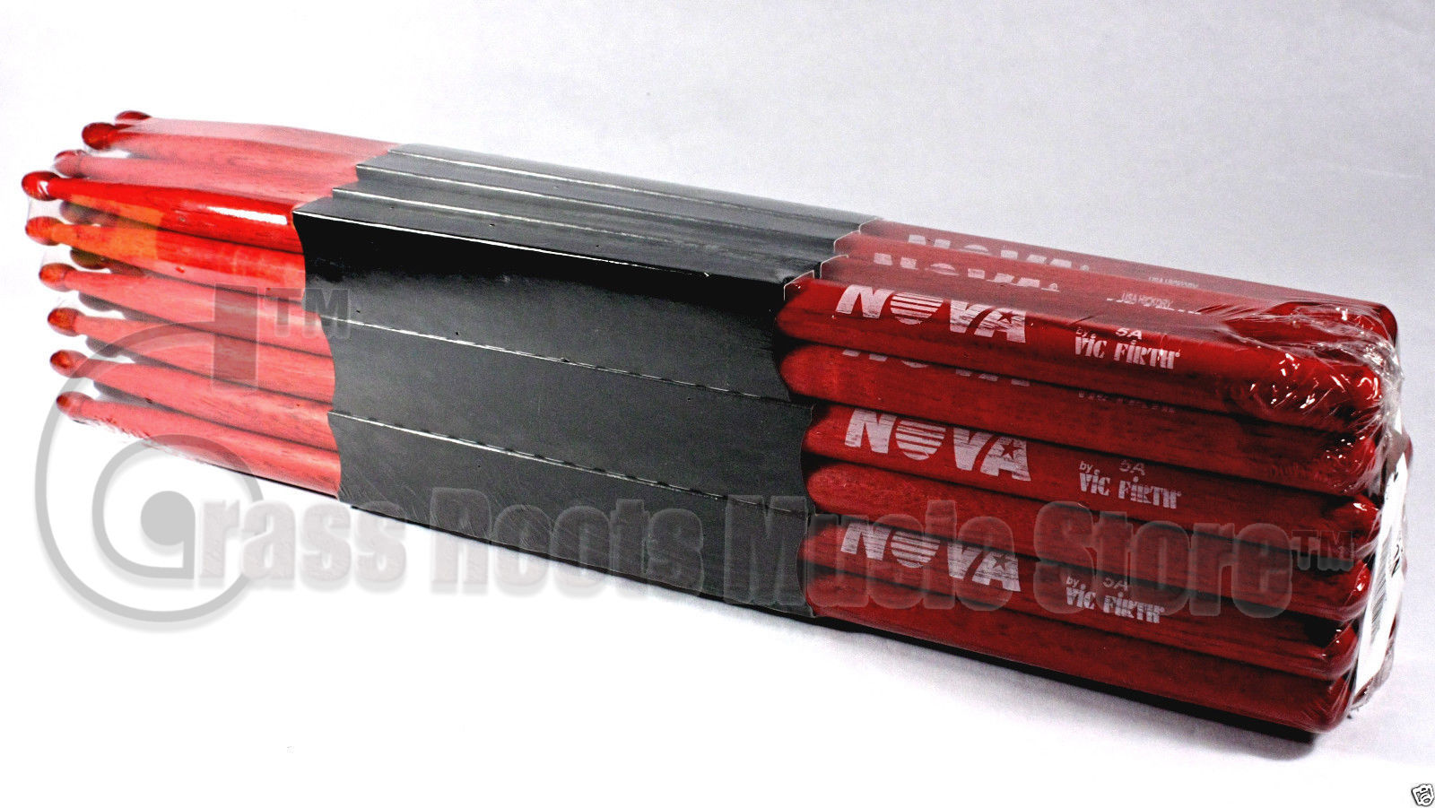 (12-Pairs) Vic Firth® NOVA® 5A Hickory Drumsticks, Red Sticks, Red Wood Tip. #N5AR