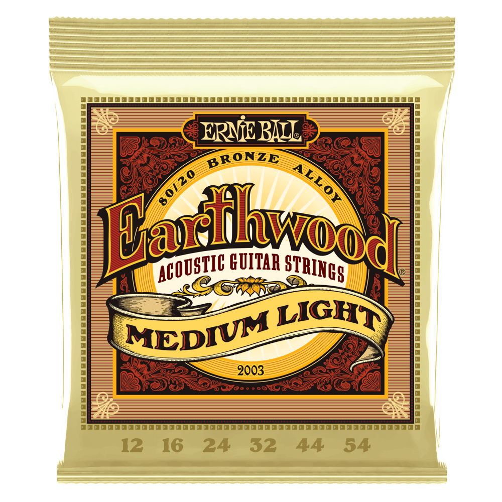 Ernie Ball Earthwood Medium Light Acoustic Guitar Strings - 12-54 80/20 Bronze Alloy