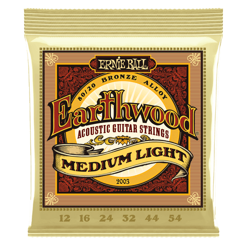 Ernie Ball Earthwood Medium Light Acoustic Guitar Strings - 12-54 80/20 Bronze Alloy