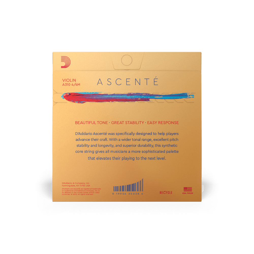 D'Addario Ascente Violin Strings 4/4 Scale Medium Tension