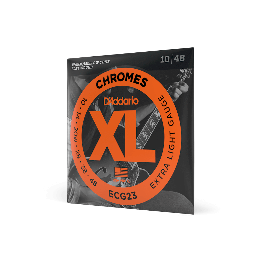D'Addario Chromes ECG23 - Flat Wound Electric Guitar Strings - Extra Light Gauge