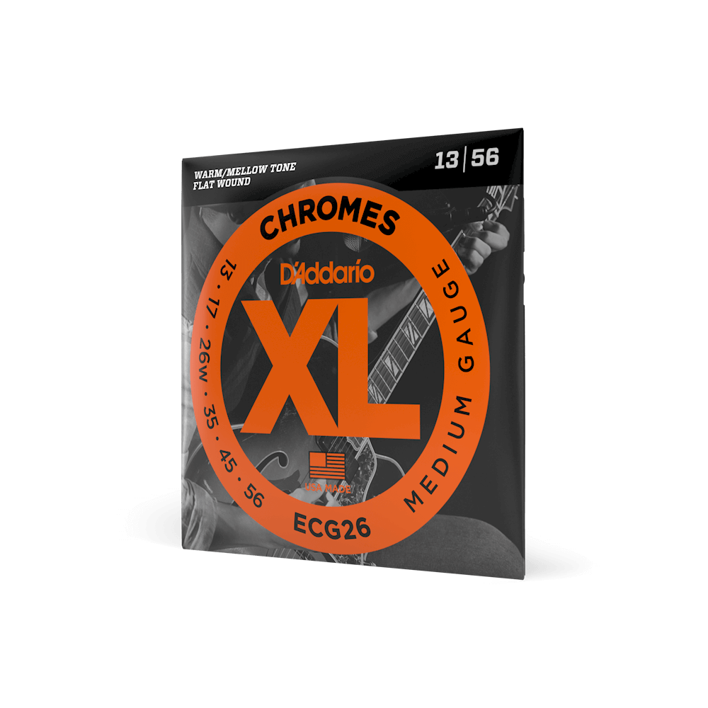 D'Addario Chromes - ECG26 13-56 Medium Gauge - Flat Wound Electric Guitar Strings