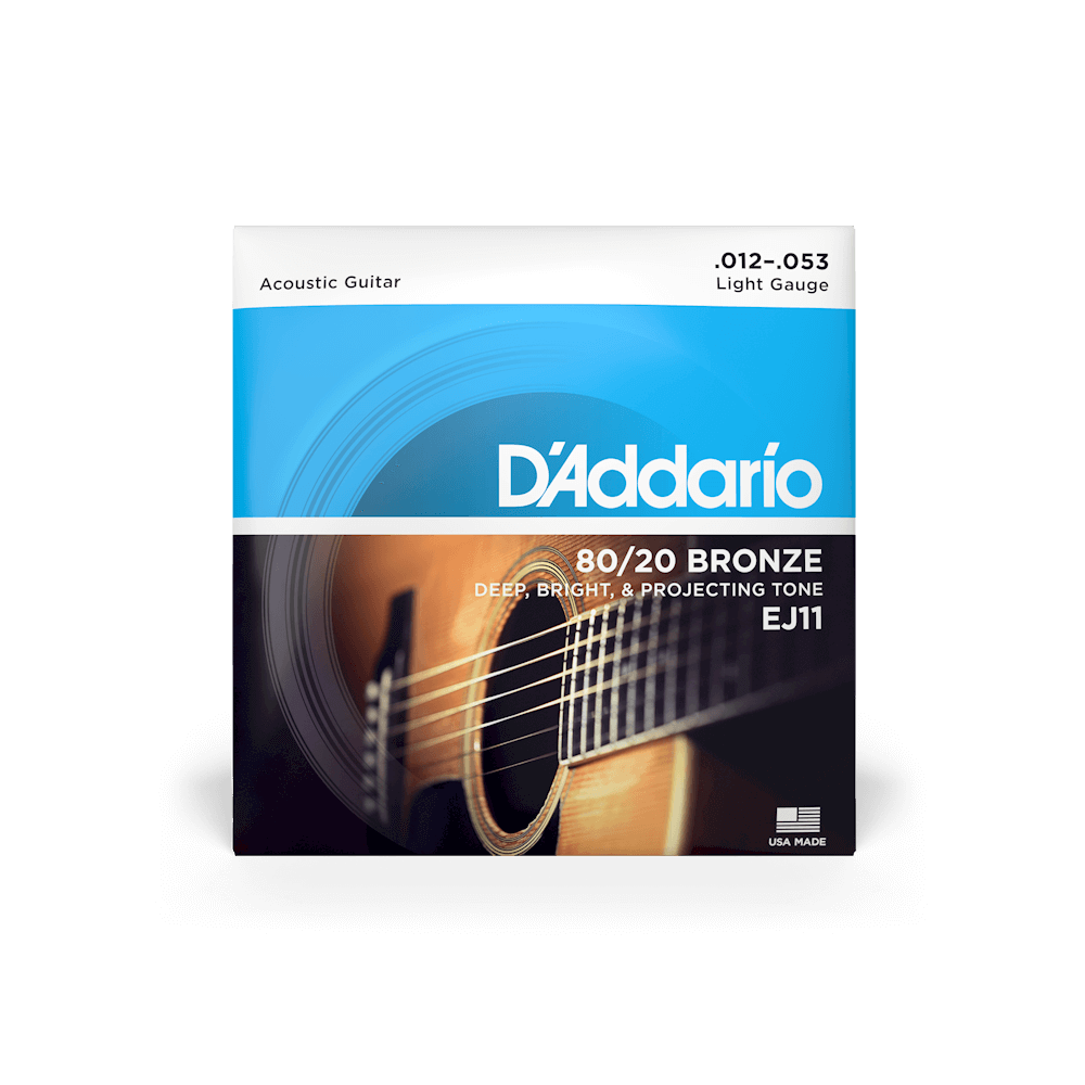 D'Addario® EJ11 80/20 Bronze Light Gage Acoustic Guitar Strings 12-53