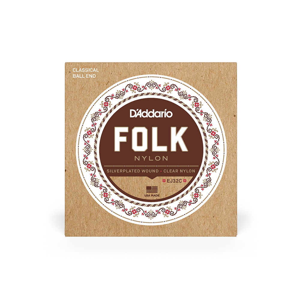 D'Addario® EJ32C Silverplated Wound Folk Nylon Classical Ball End Guitar Strings