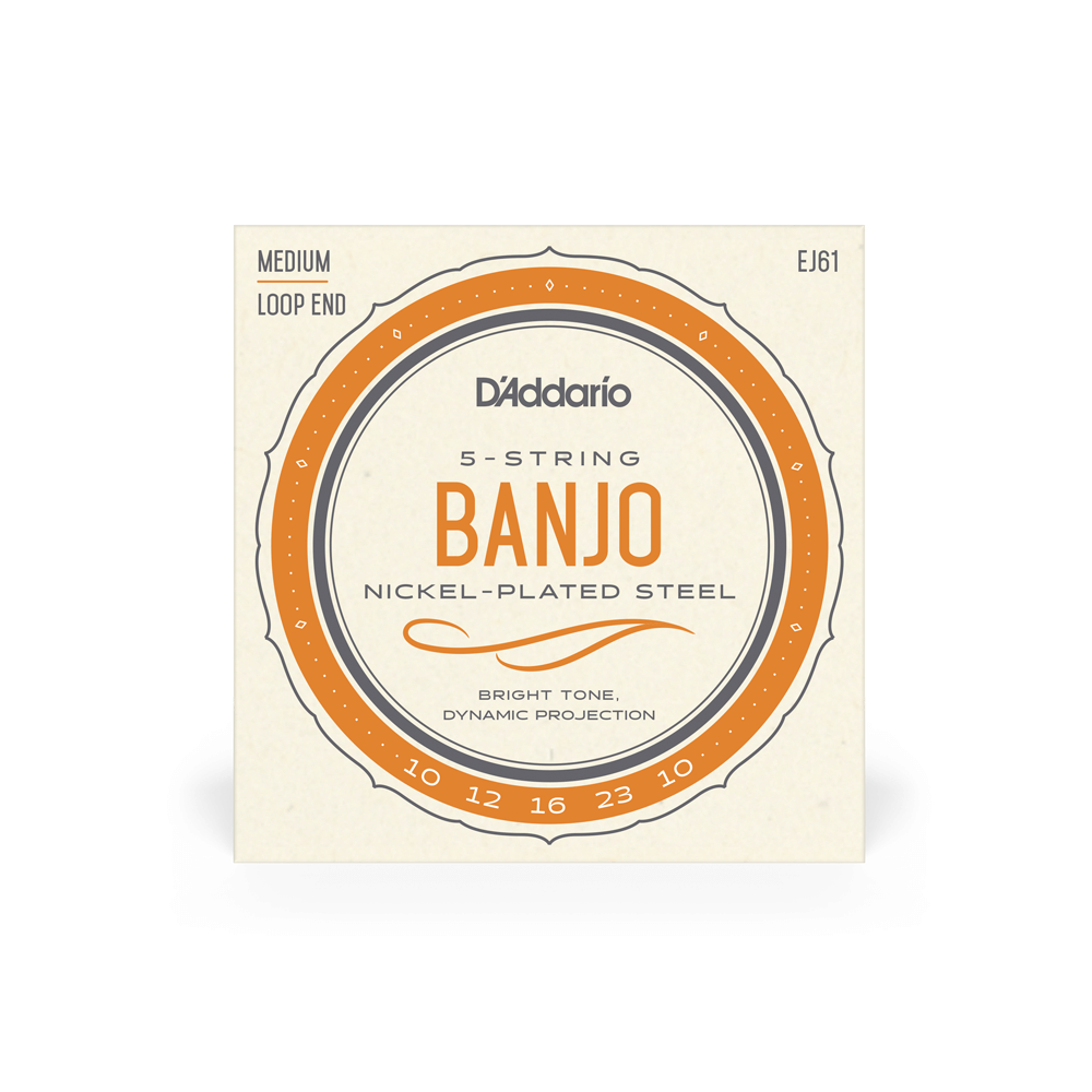 D'Addario® EJ61 5-String Banjo Medium Loop End 10-23