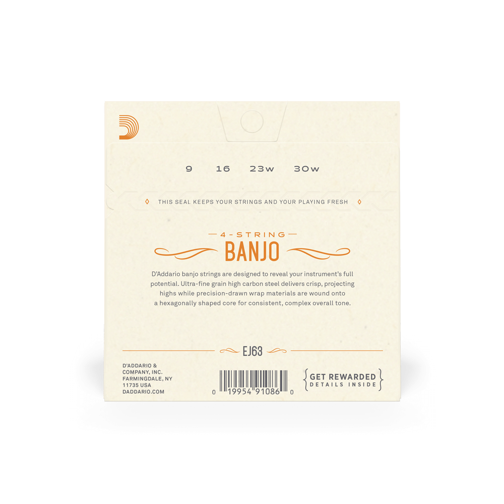 D'Addario® EJ63 Tenor Banjo Medium Loop End 9-30