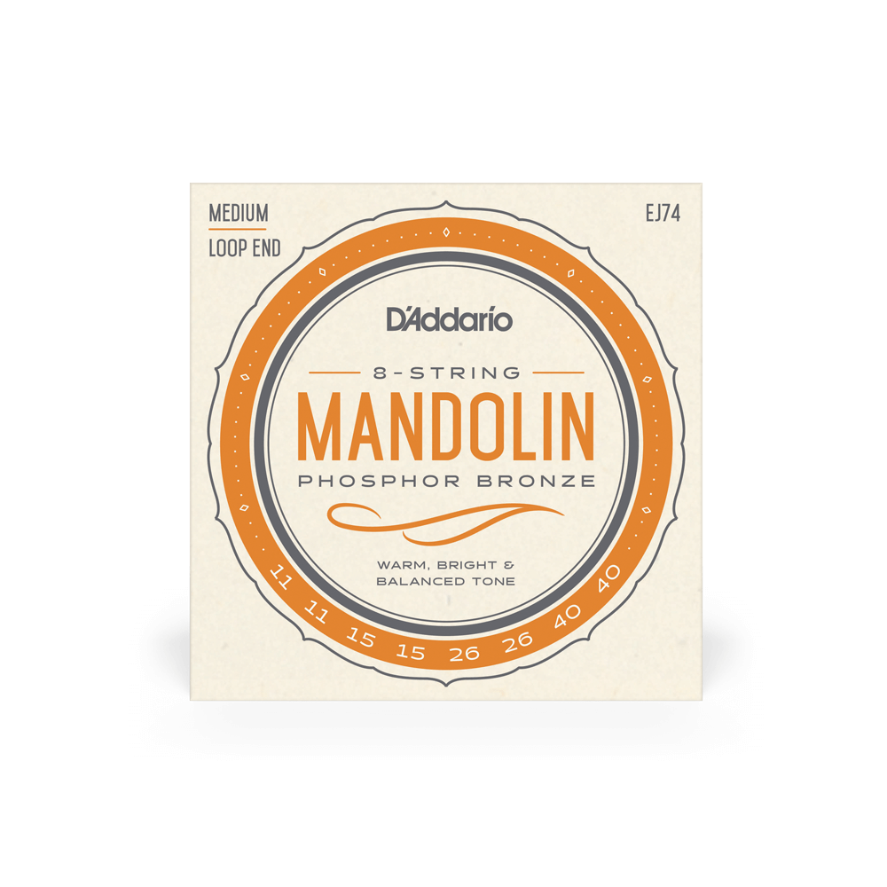D'addario® EJ74 8-String Mandolin Phosphor Bronze Medium Loop End 11-40