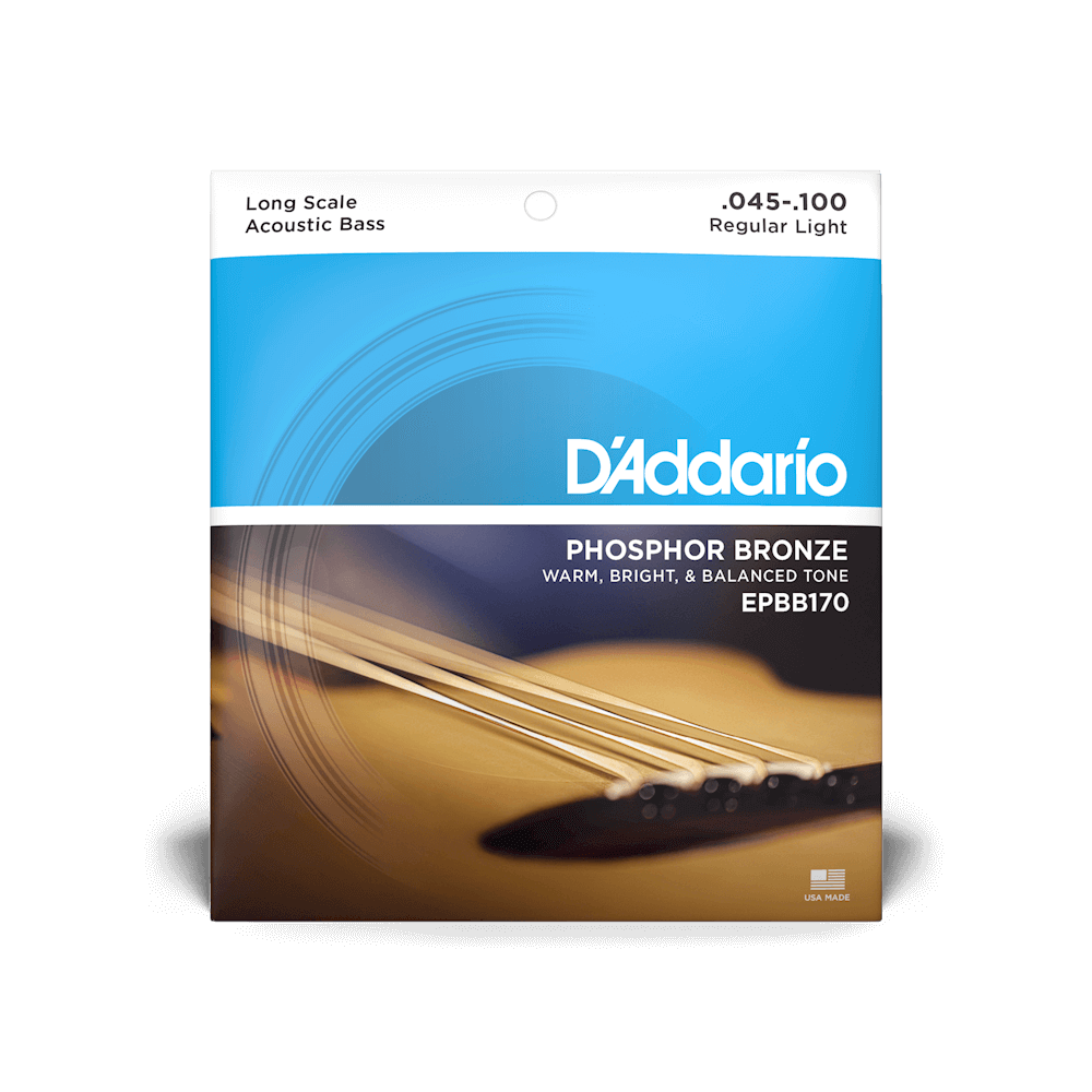 D'Addario® EPBB170 Phosphor Bronze Regular Light Long Scale Acoustic Bass Strings 45-100