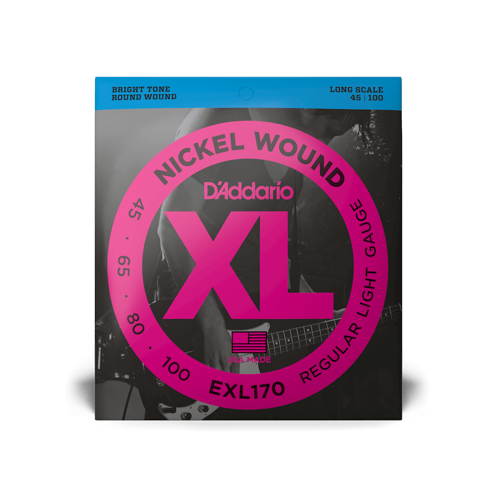 D'ADDARIO® EXL170 NICKEL WOUND REGULAR LIGHT GAUGE LONG SCALE ELECTRIC BASS STRINGS 45-100