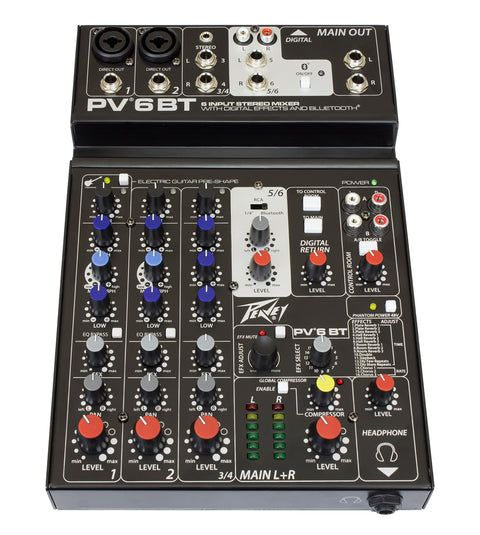 Peavey PV® 6 BT 6 Channel Compact 6-Input Stereo Mixer with Bluetooth