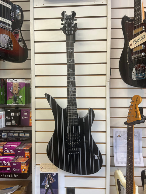 USED - MINT Schecter Synyster Gates - Electric Guitar - Gloss Black with Silver Stripes