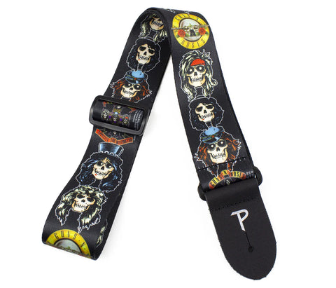 Guns N' Roses - Appetite For Destruction Album Cover (w. Banner & Purple Cross) - Perri's Official Licensed Polyester Guitar and Bass Strap