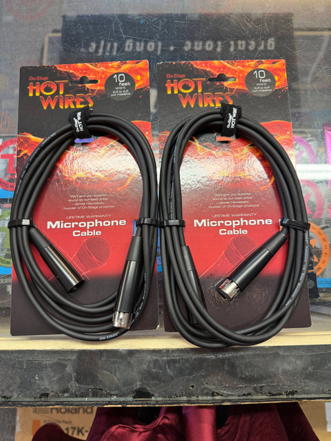 On-Stage Hot Wires MC12-10 10ft Microphone Cable - 2 PACK