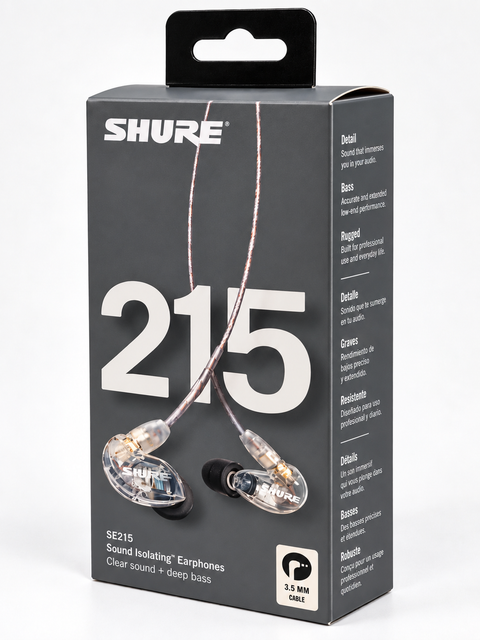 SHURE SE-215 Sound Isolating Earphones Earbuds - Clear (Open Box)