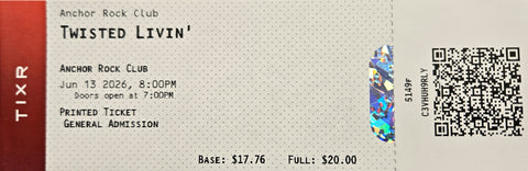 Concert Tickets: Denny Shiffler's Twisted Livin' Band, live at Anchor Rock Club (June 13 2026')