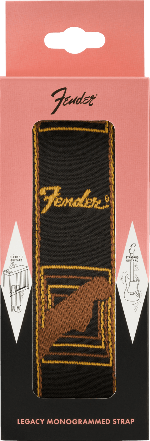 Fender Legacy Monogram Guitar Strap - Brown/Black