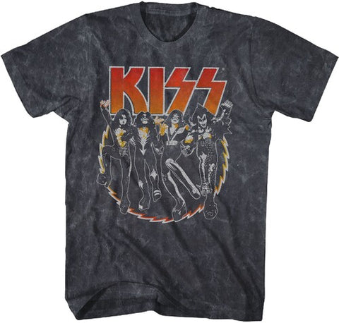 Kiss - Buzz Saw Logo Rock Concert T-Shirt - Black Mineral Wash