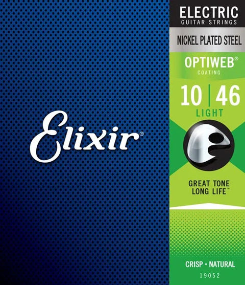 Elixir 19052 Electric Guitar Strings Nickel Plated Steel Optiweb Coating Light 10-46