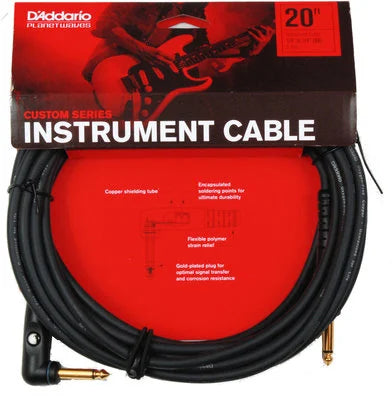D'Addario Custom Series 20" Instrument Cable Straight-Angle