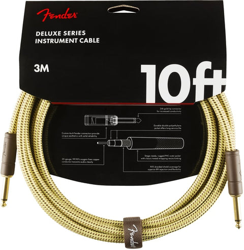 Fender Deluxe Series Tweed 10' Guitar Instrument Cable Straight-Straight