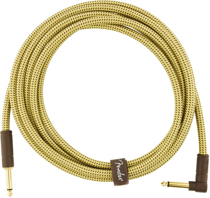 Fender Deluxe Series Tweed 10' Guitar Instrument Cable Straight-Right Angle