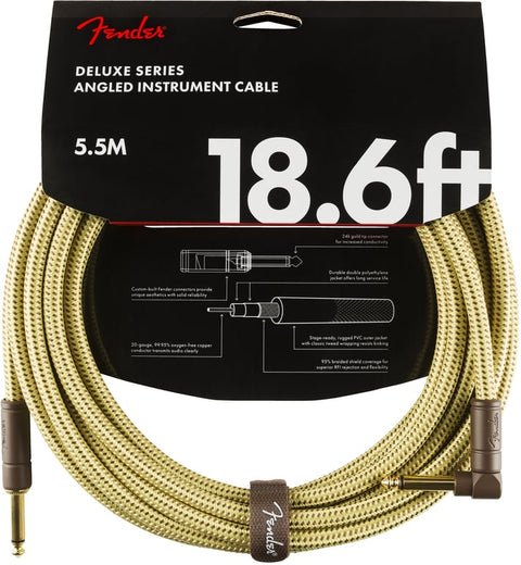 Fender Deluxe Series Tweed 18.6' Guitar Instrument Cable Straight-Right Angle