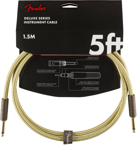 Fender Deluxe Series Tweed 5' Guitar Instrument Cable Straight-Straight