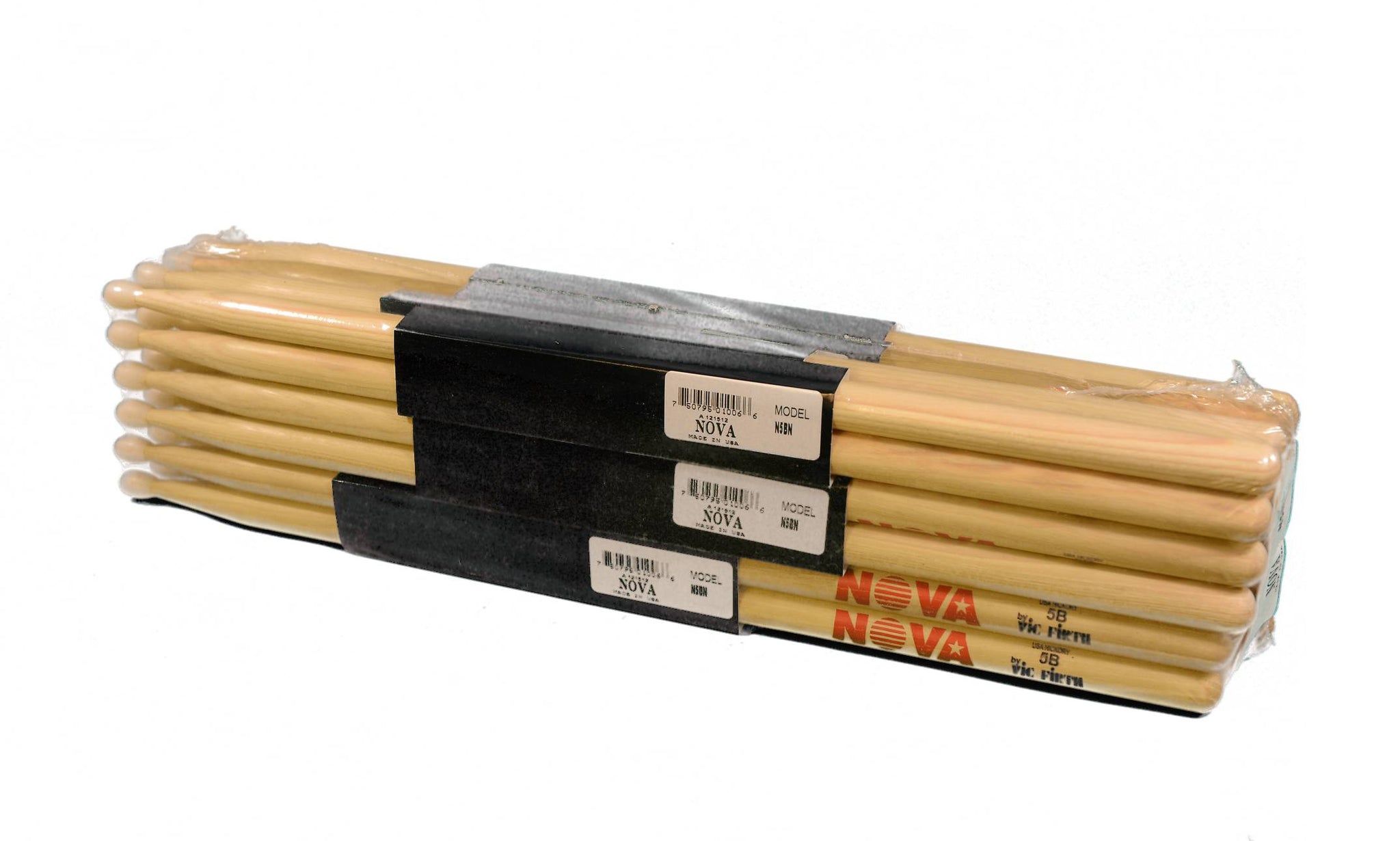 (12-Pairs) Vic Firth® NOVA® 5B Hickory Drumsticks, Wood Sticks, Nylon Tip. #N5BN