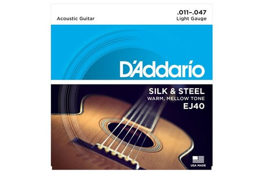 D'Addario® EJ40 Silk & Steel Light Gauge Acoustic Guitar Strings 11-47