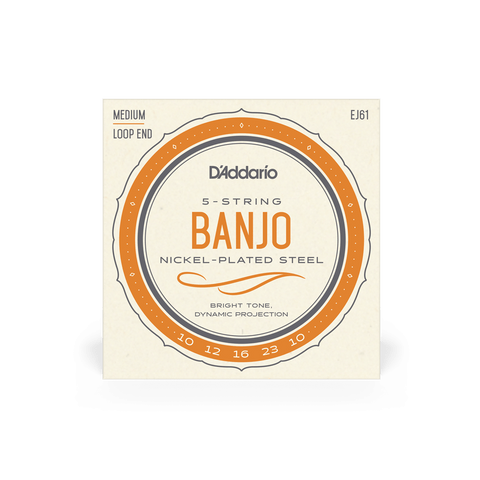D'Addario® EJ61 5-String Banjo Medium Loop End 10-23
