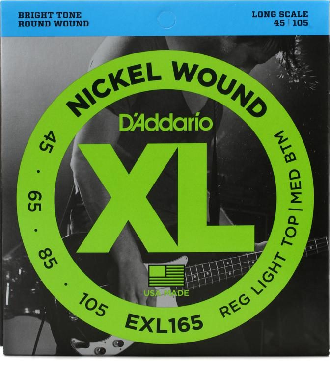 D'Addario® EXL165 Nickel Wound Medium BTM Long Scale Electric Bass Strings 45-105