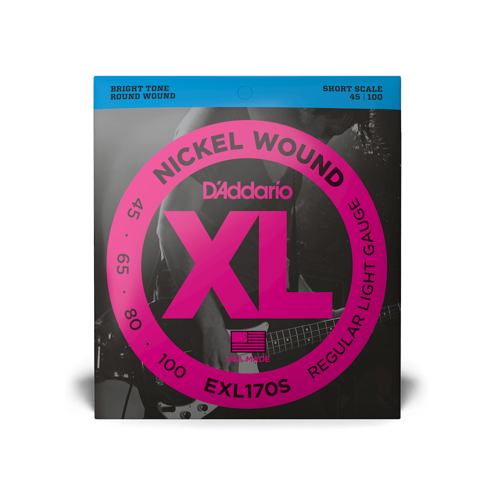 D'Addario® EXL170S Nickel Wound Regular Light Gauge Short Scale Electric Bass Strings 45-100